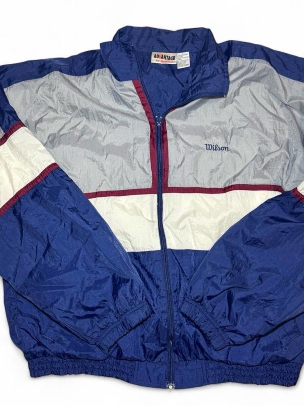 Vintage Wilson Zip-Up Windbreaker Jacket Color Blocked Nylon Size Large